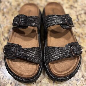 Pierre Dumas black Woven Sandals with Buckle Straps